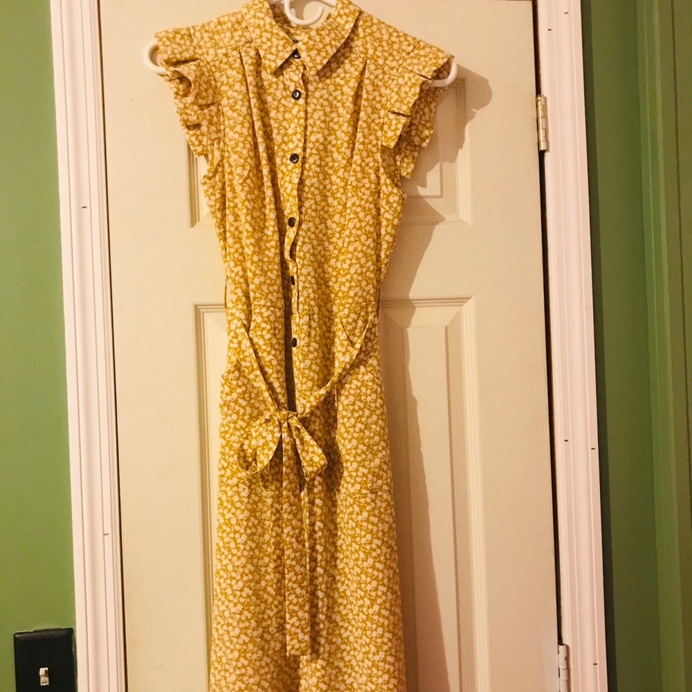 Mustard yellow midi dress